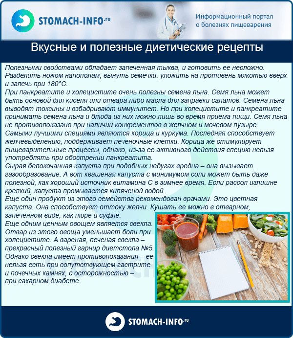 Питание при холецистите: список продуктов