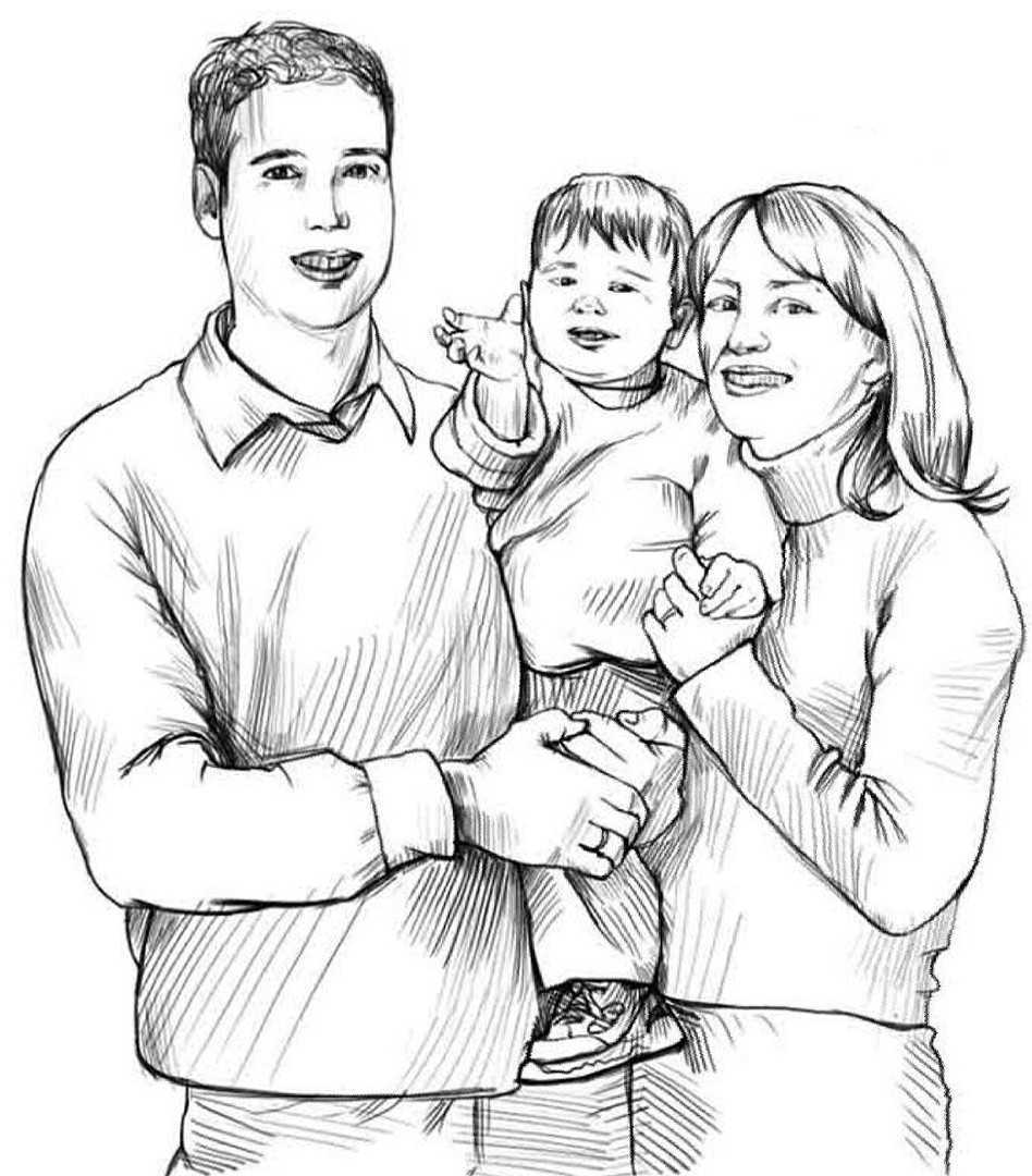 Семейный портрет карандашом