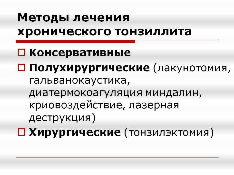 Схема лечения хронического тонзиллита у взрослых